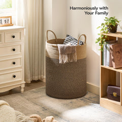 Nunsino cotton rope laundry hamper reinforced handles