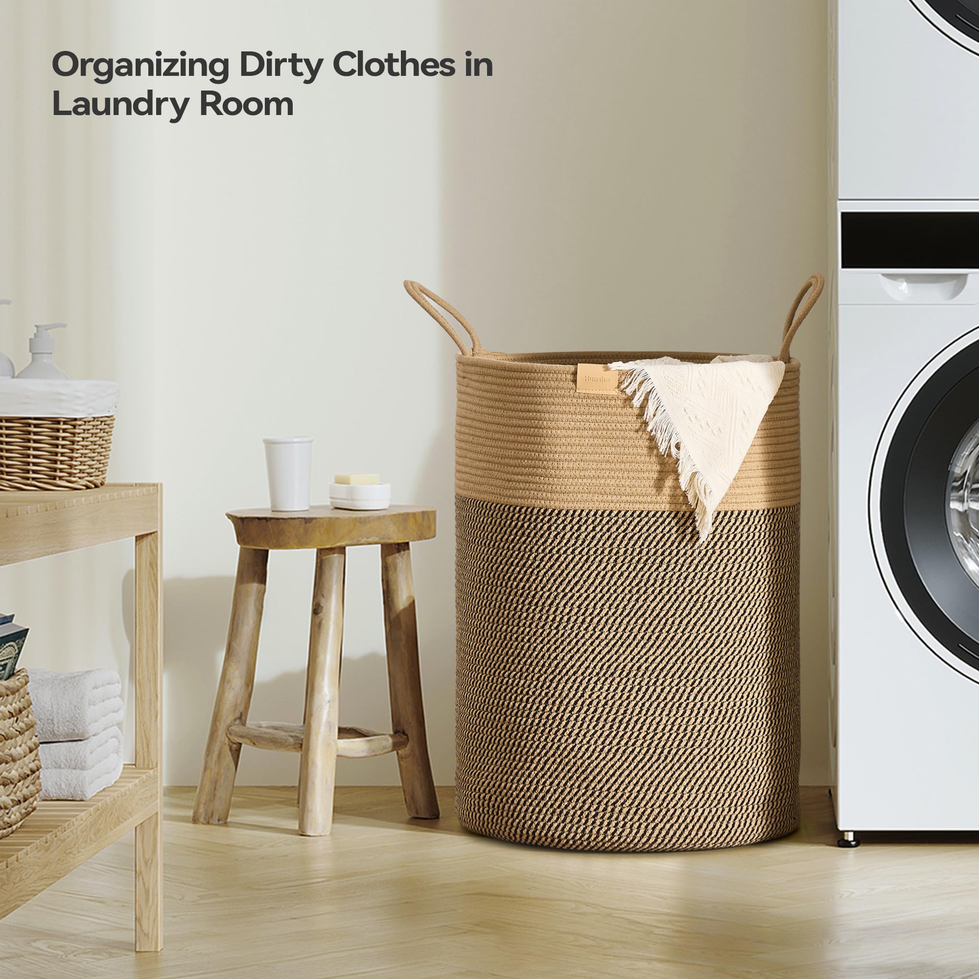 Nunsino dark brown tall laundry basket