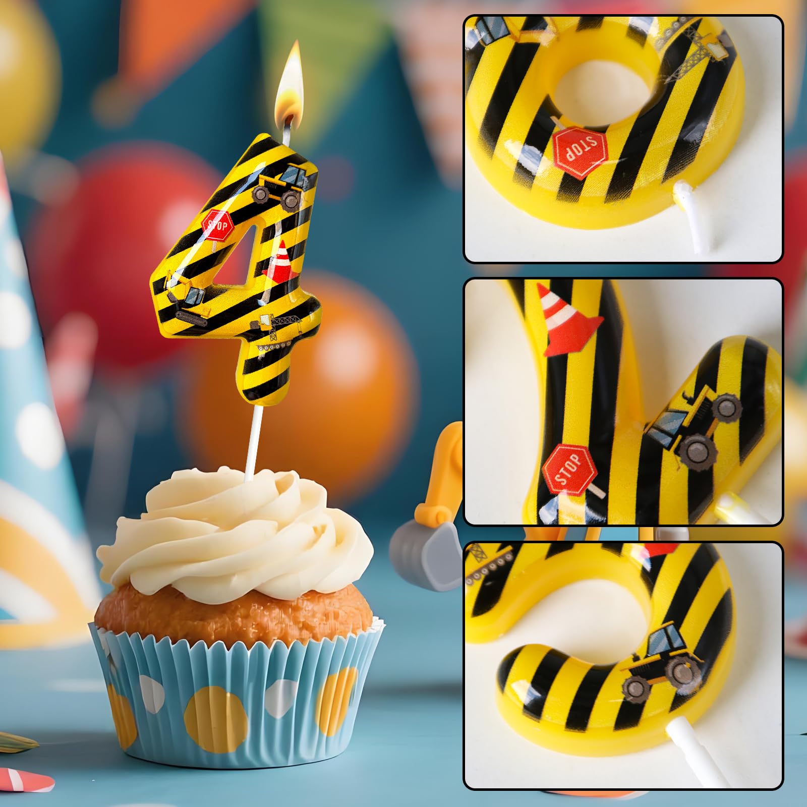 Number 4 cake candle dimensions 1.5 x 2.32 inches