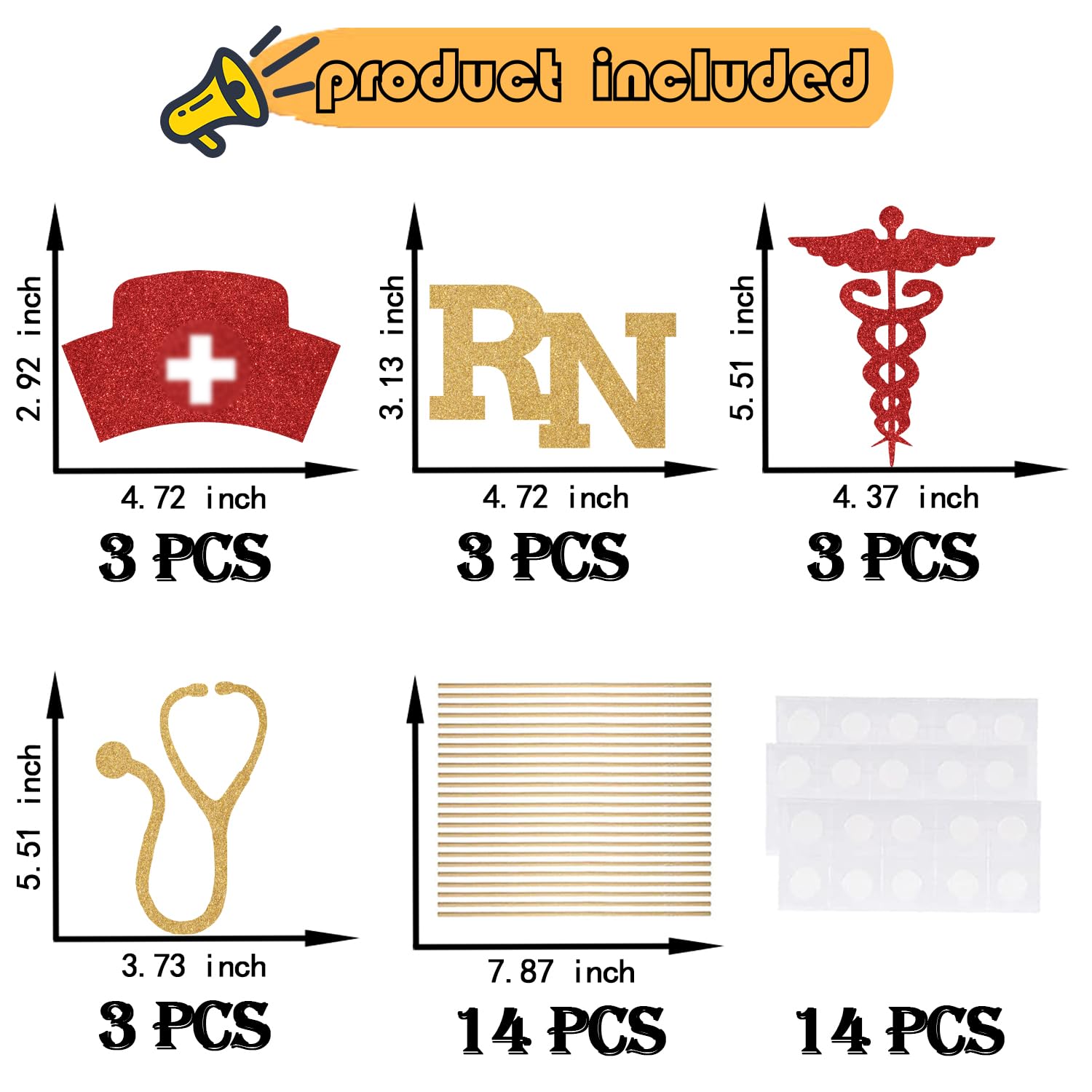 Nurse Graduation 2026 centerpiece glitter paper design