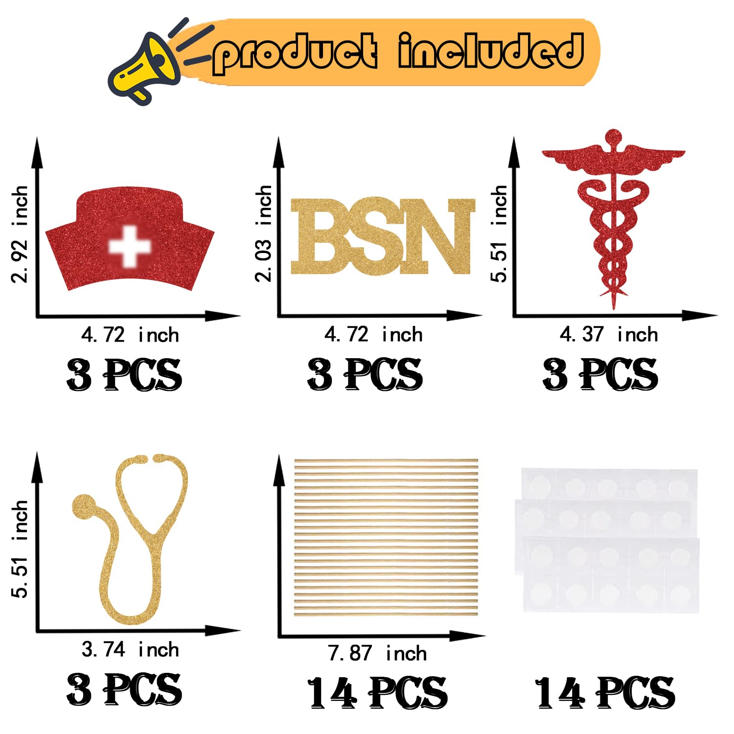 Nurse Graduation centerpiece sticks 2026 for party decor