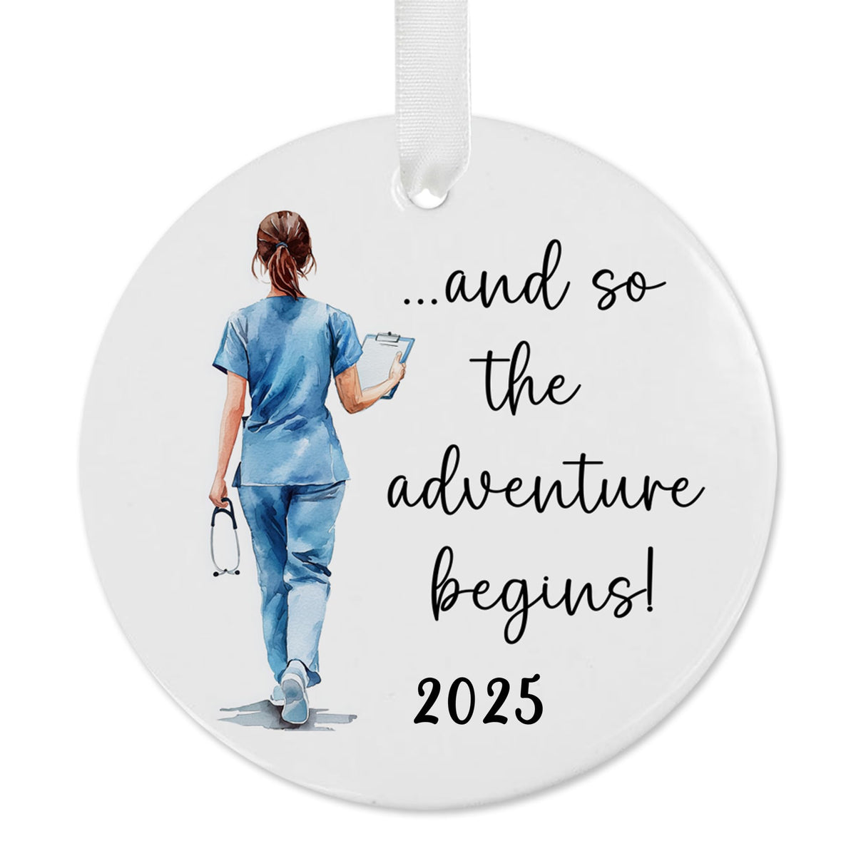 Nurse Ornament 2026 white ceramic hanging decor