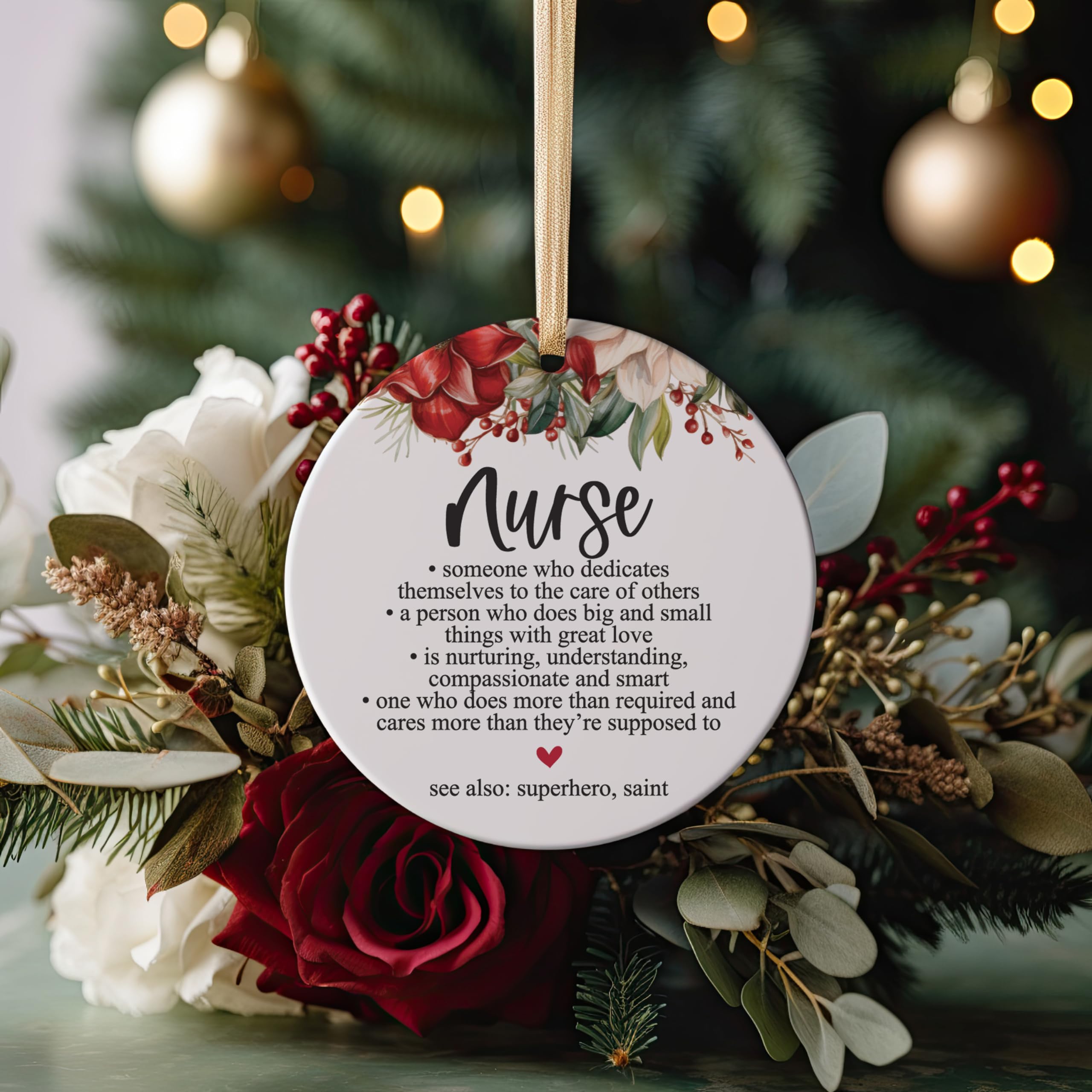 Nurse rn ever 3 inch ceramic ornament size detail