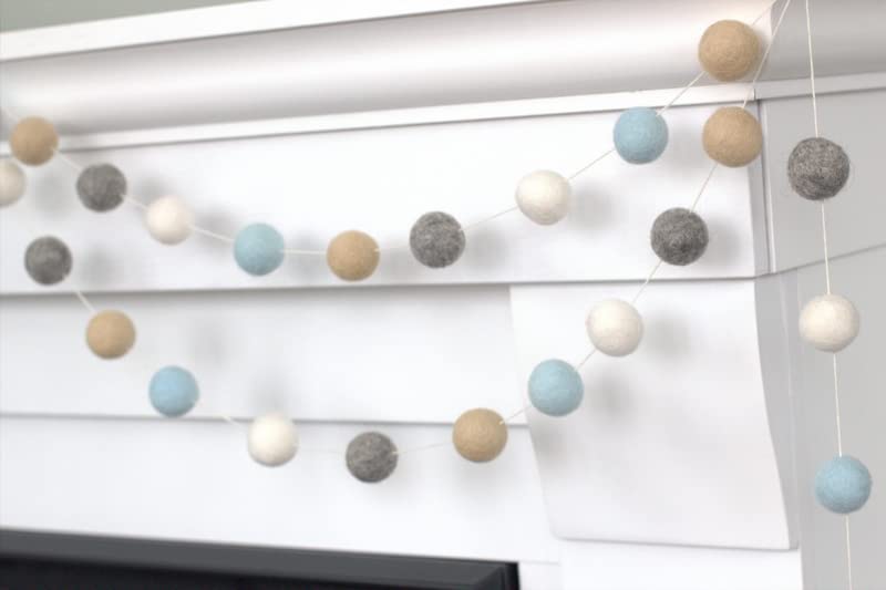 Nursery decor and baby shower garland with felt balls