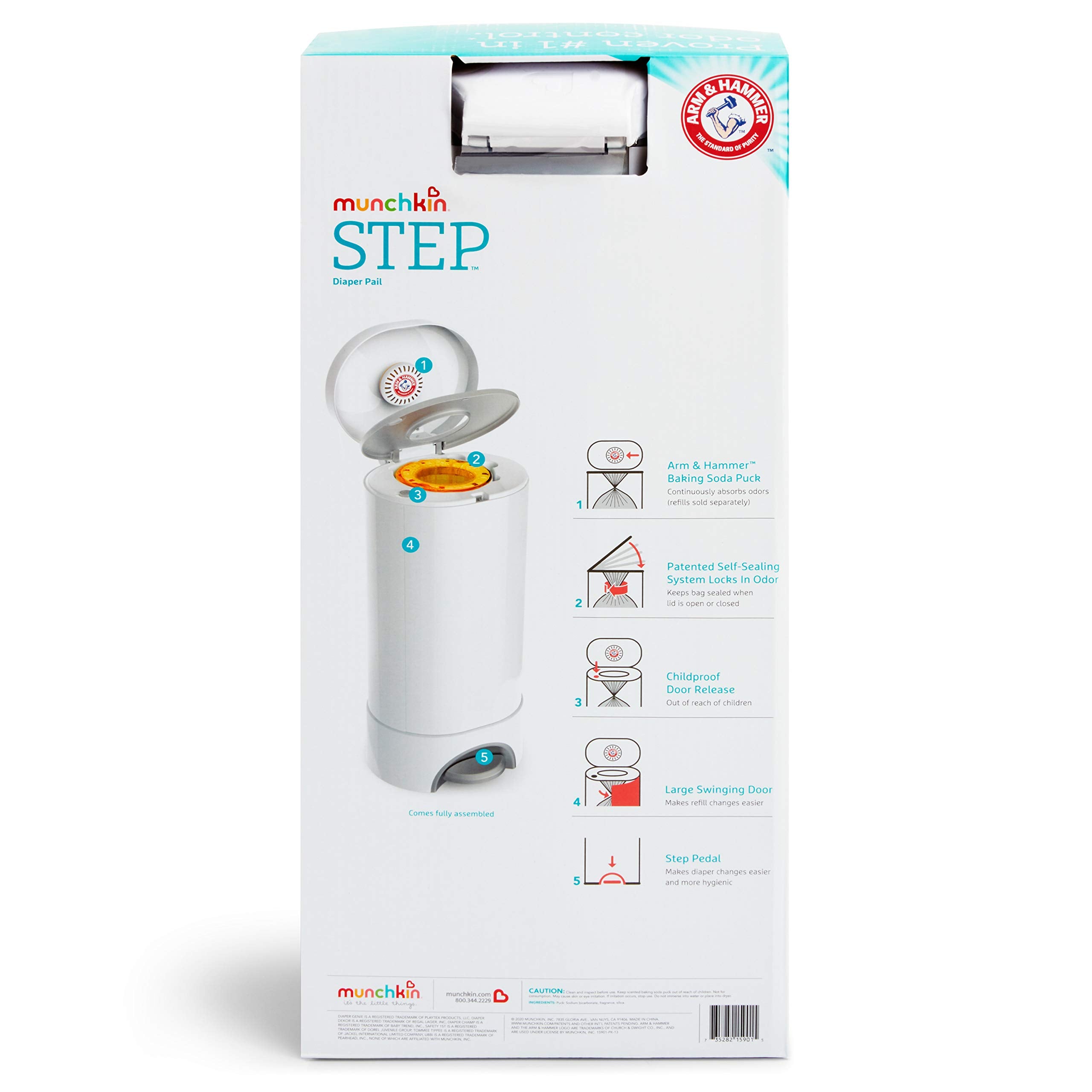 Foot pedal operation and odor control features of STEP Pail