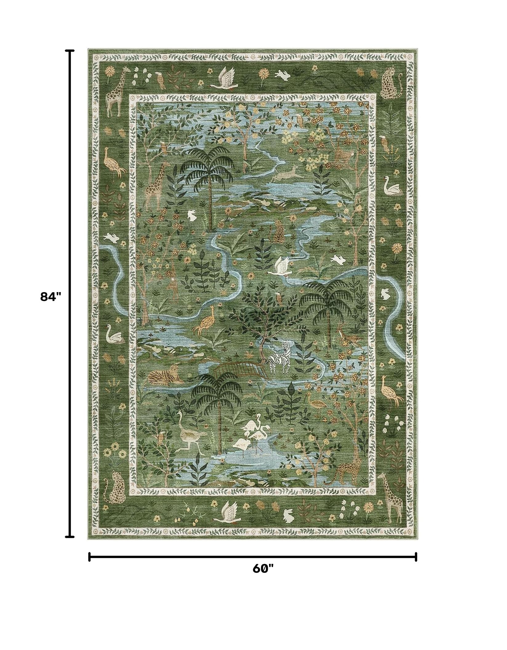 Nursery rug 5x7 in green for nursery decor