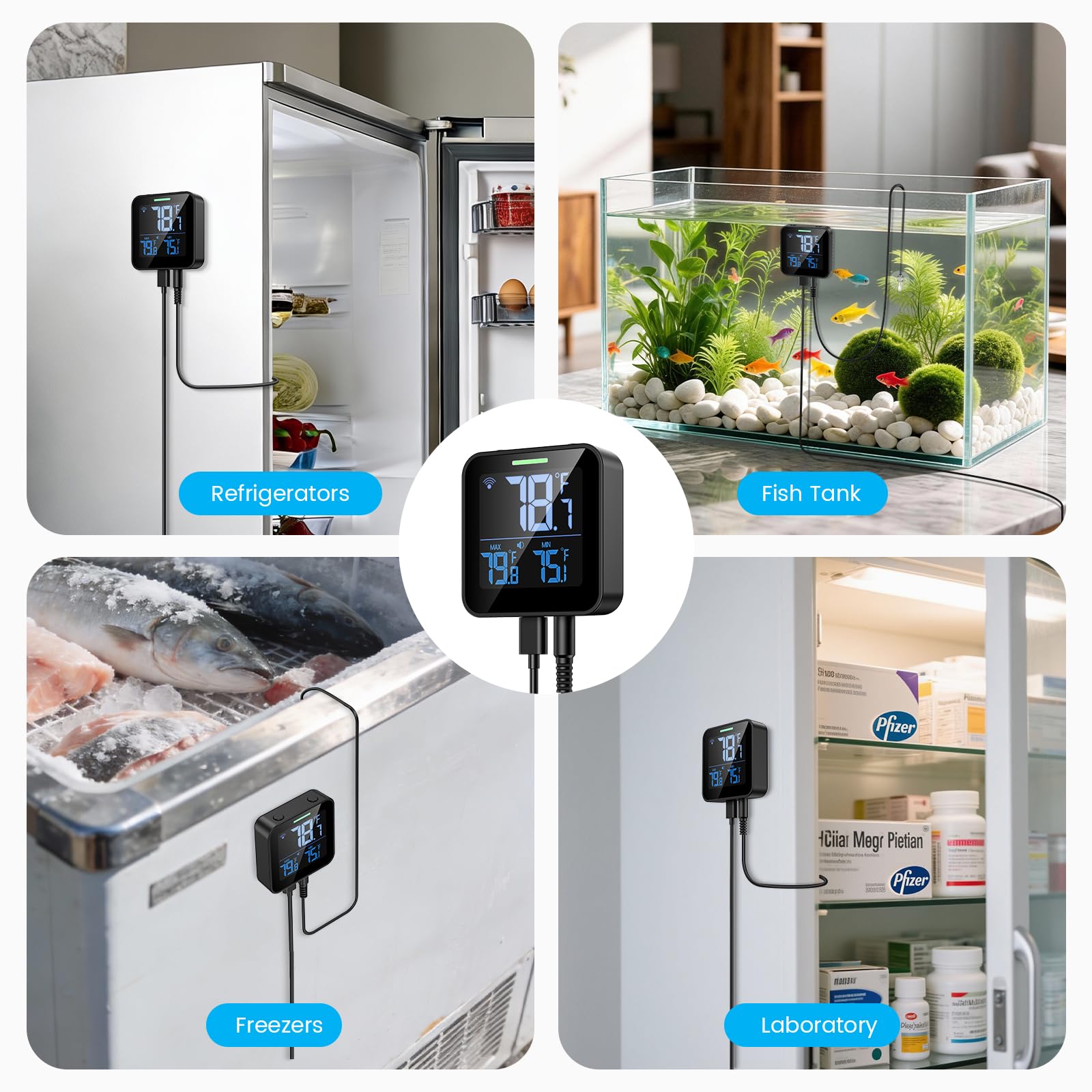 Nutelo app configurable temperature limits and delay alarm