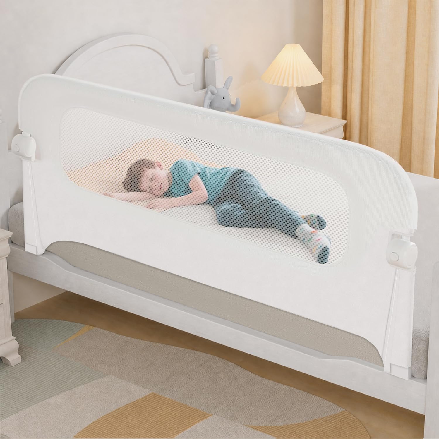 NUTIKAS baby bed rail guard for toddlers white finish