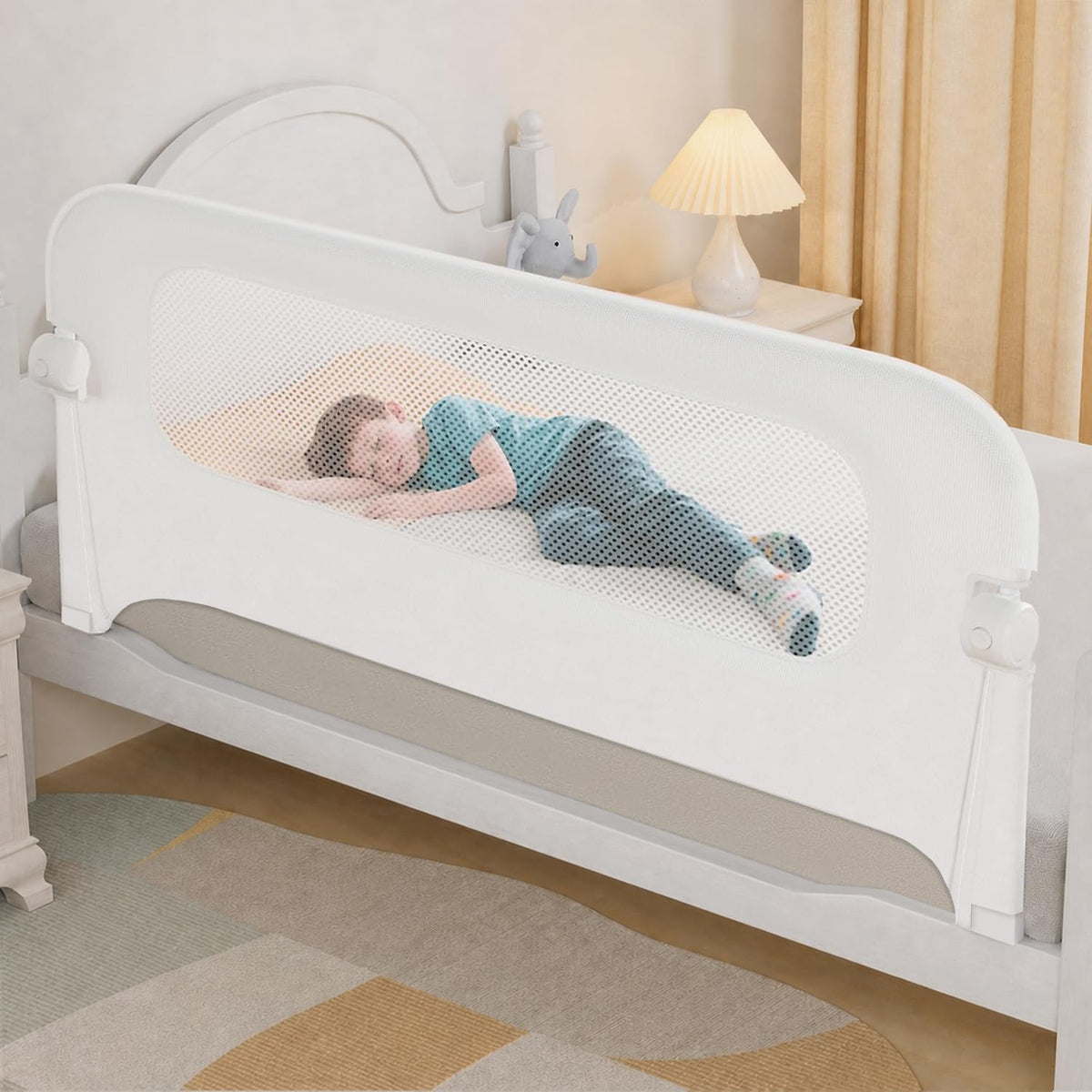 NUTIKAS baby bed rail guard for toddlers white finish