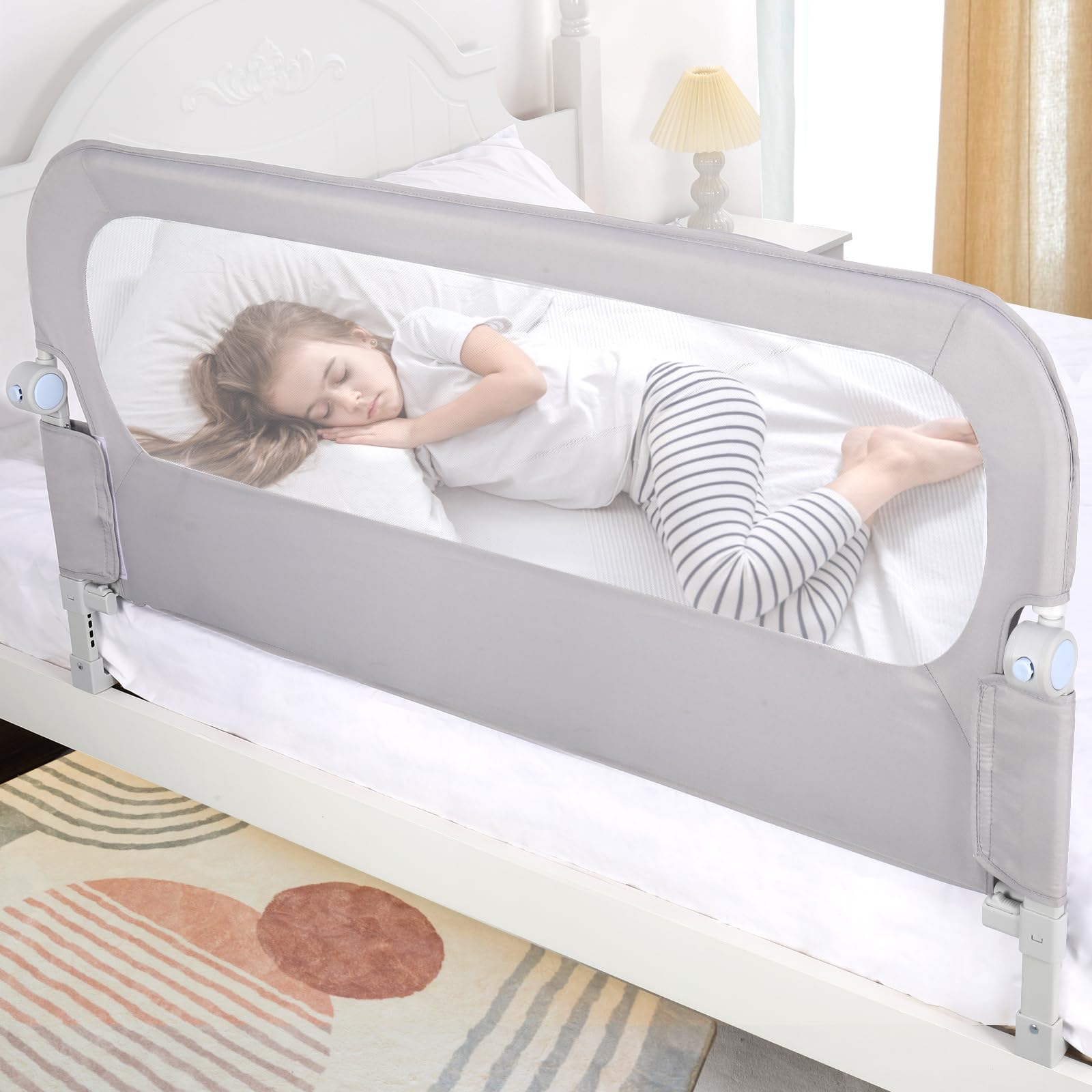 NUTIKAS baby bed rail guard with swing down mechanism