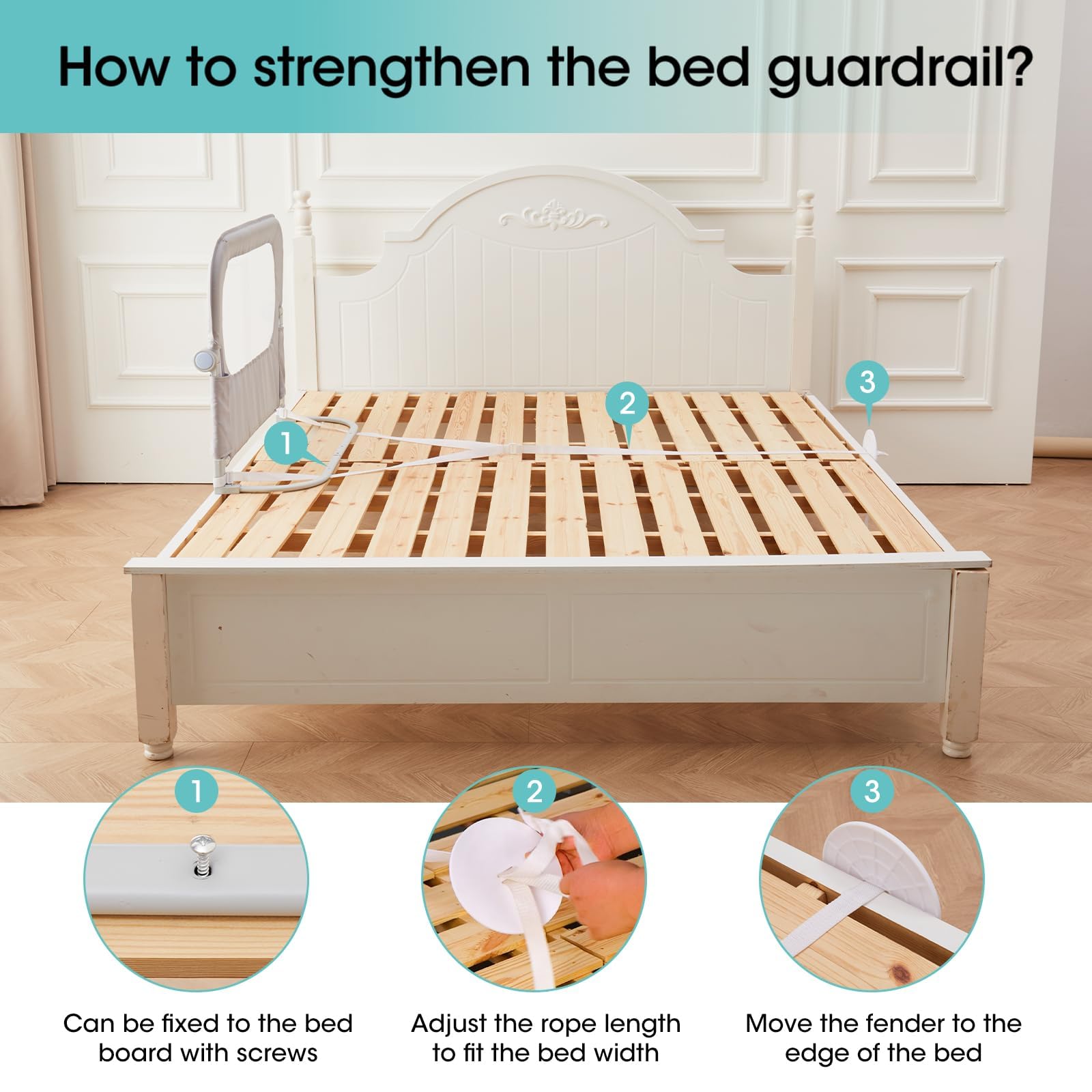 Extral Tall bed rail guard by NUTIKAS for added height