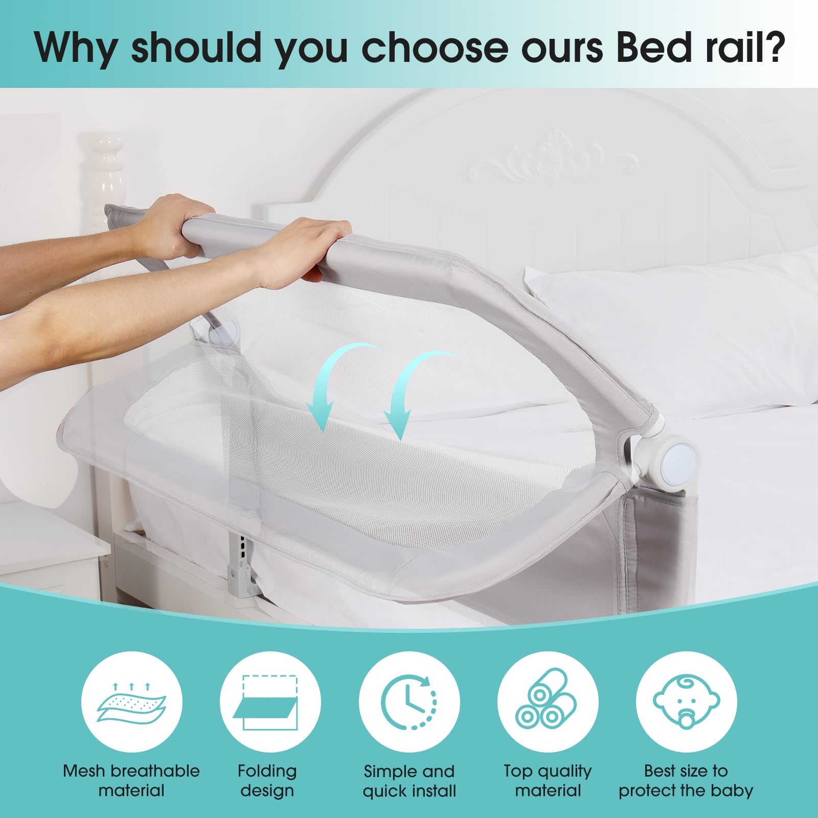 NUTIKAS toddler bed side rails with mesh panels
