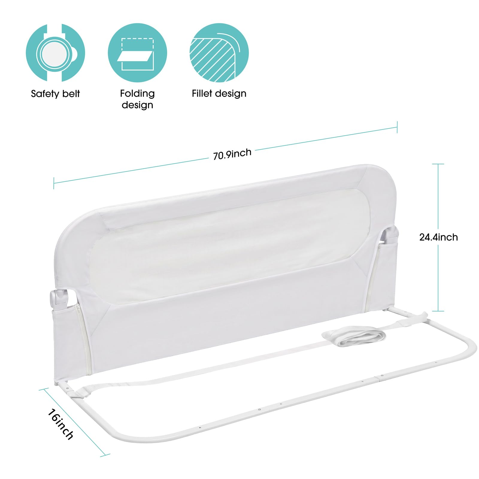 Mesh design bed rail guard for Twin Full Queen King bunk sizes by NUTIKAS