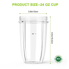 Two 24 oz blender cups for NutriBullet 600W and 900W