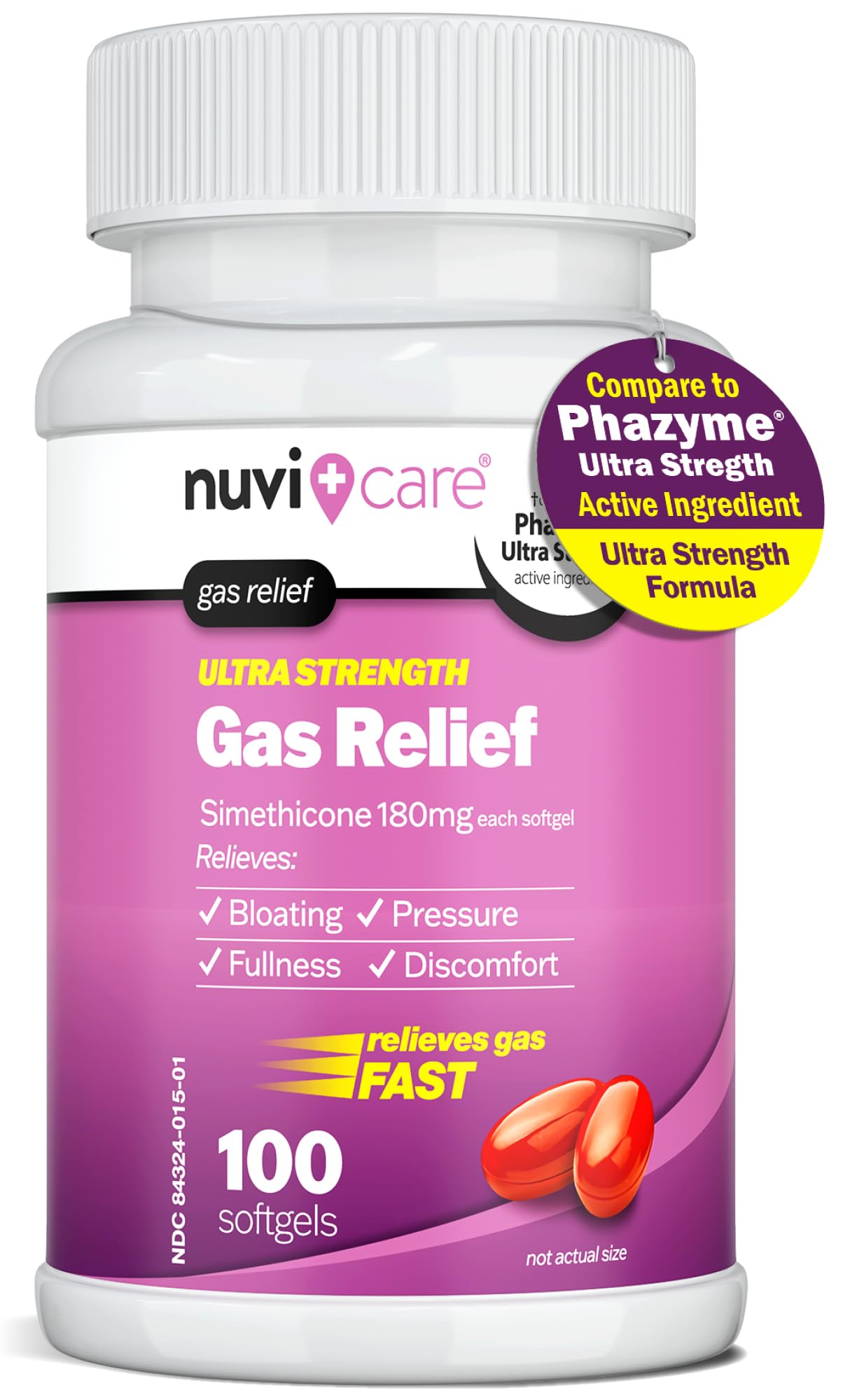 NUVICARE simethicone gas relief bottle label