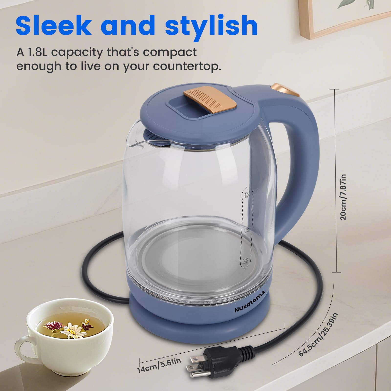 LED visual boiling indicator on Nuxatoms kettle