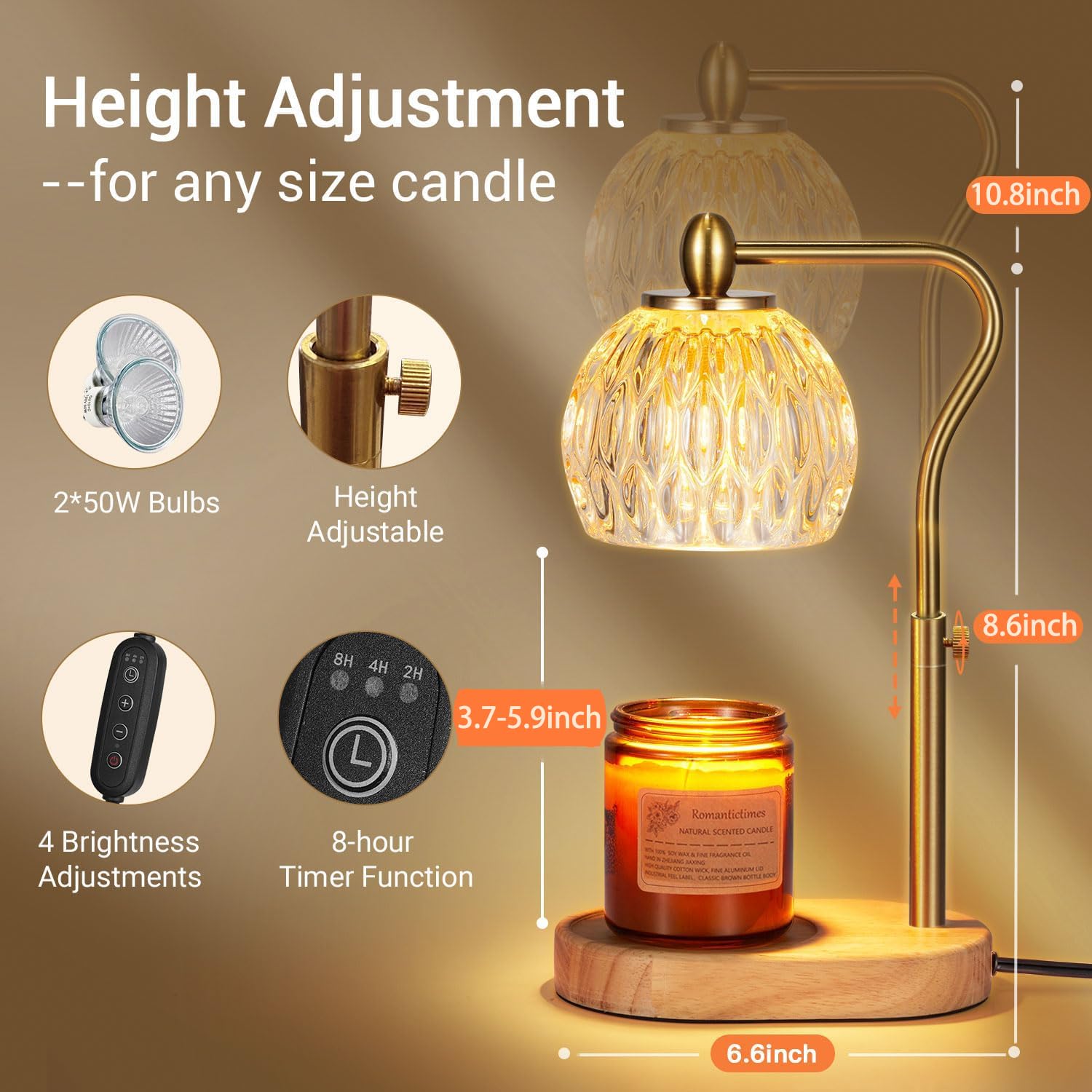 NVRGIUP Candle Warmer Lamp timer and dimmer close up