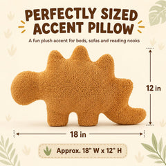 Dino chicken nugget plush on bed as cuddle buddy