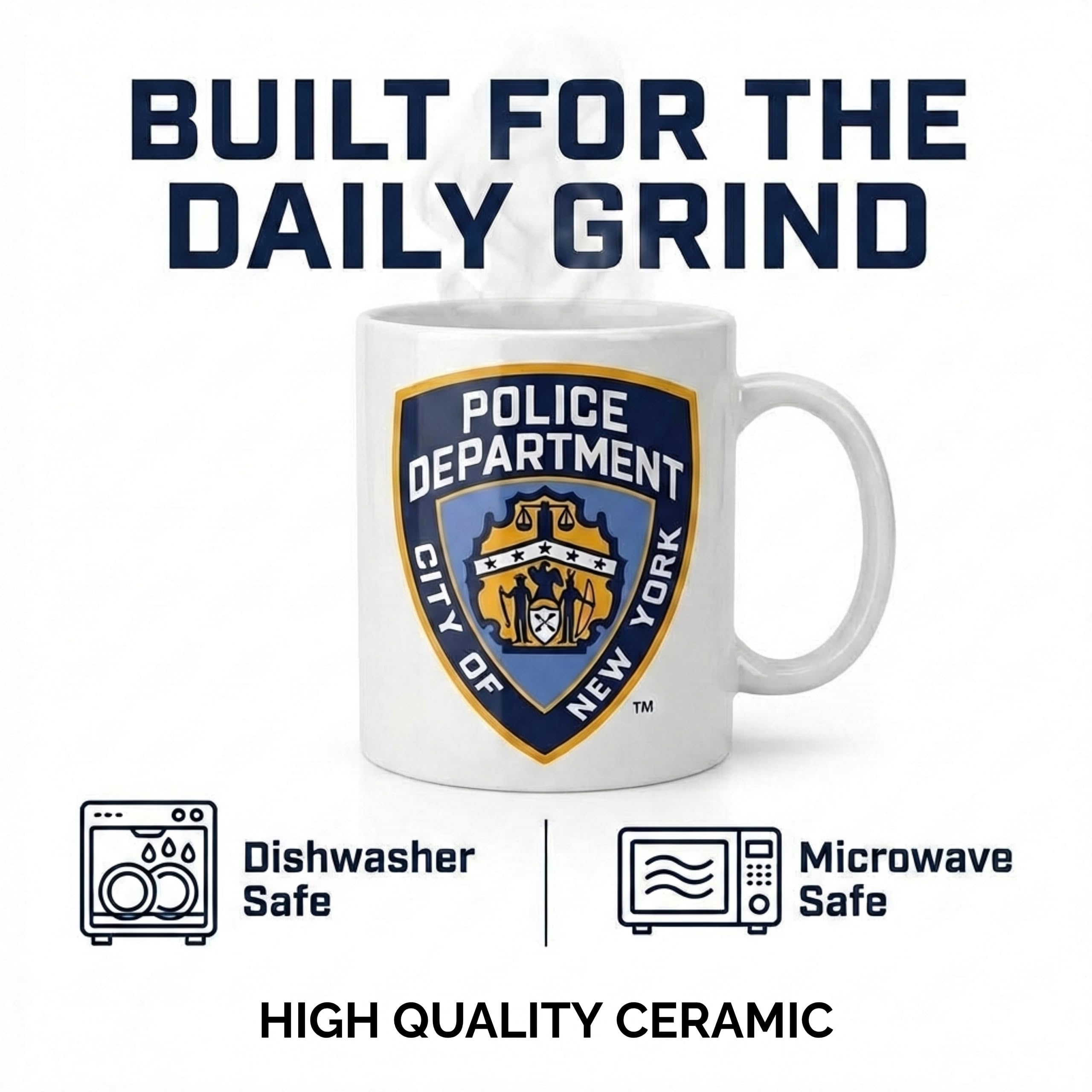 NYPD CCS branded white ceramic coffee mug