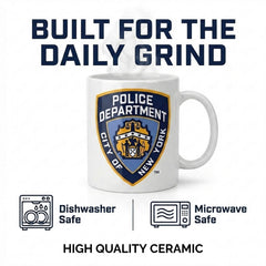NYPD CCS branded white ceramic coffee mug