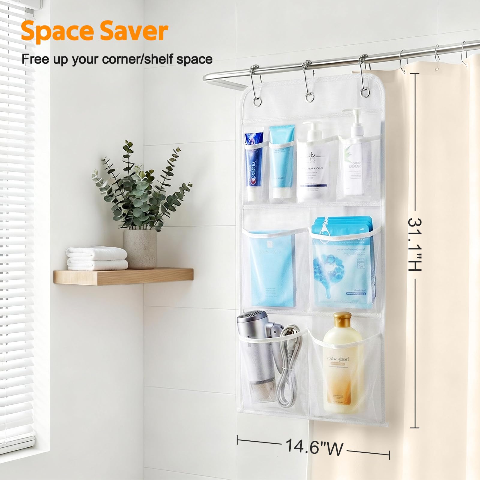Travel foldable MISSLO shower organizer for dorms and RV