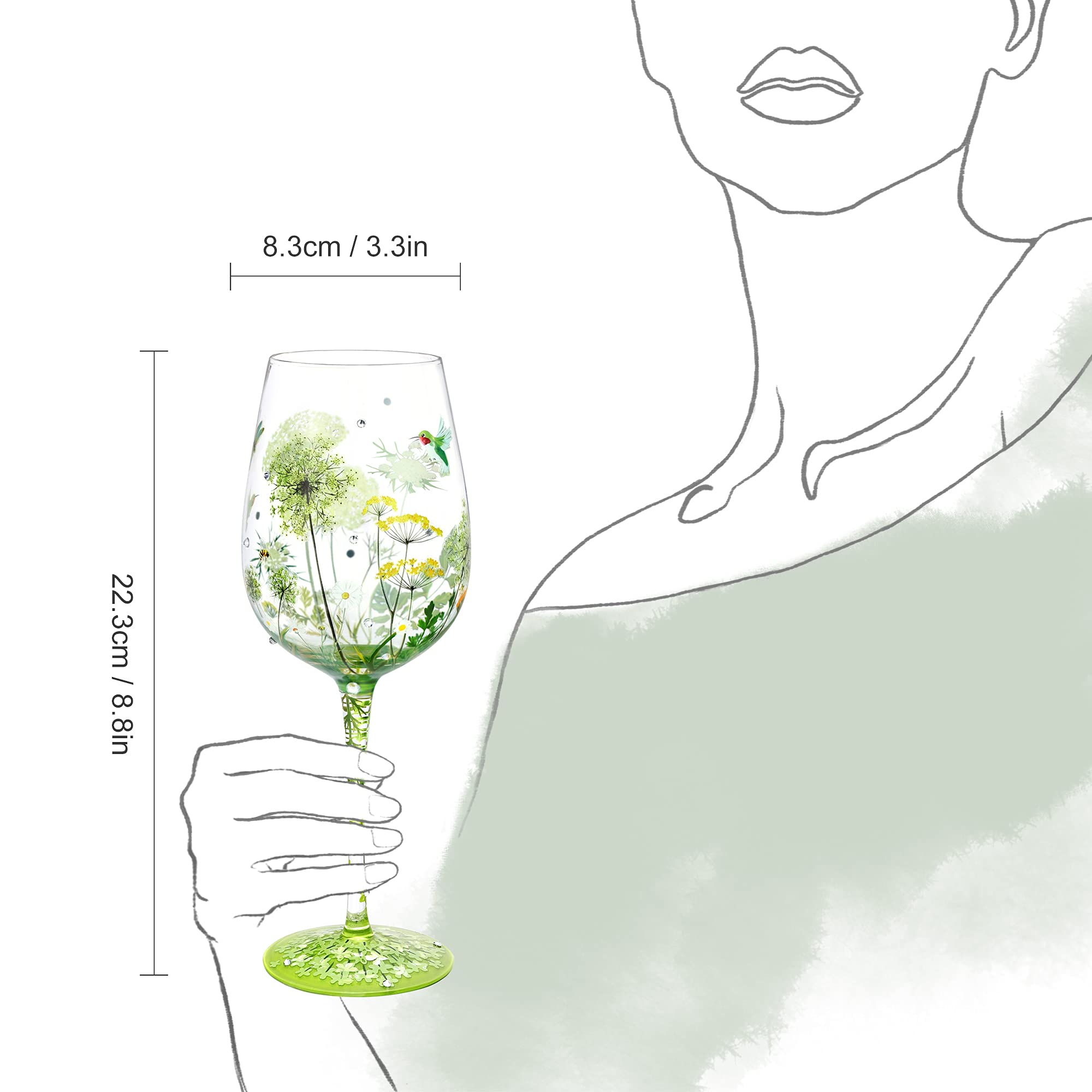Flower Bird Gragonfly design wine glass decorative display