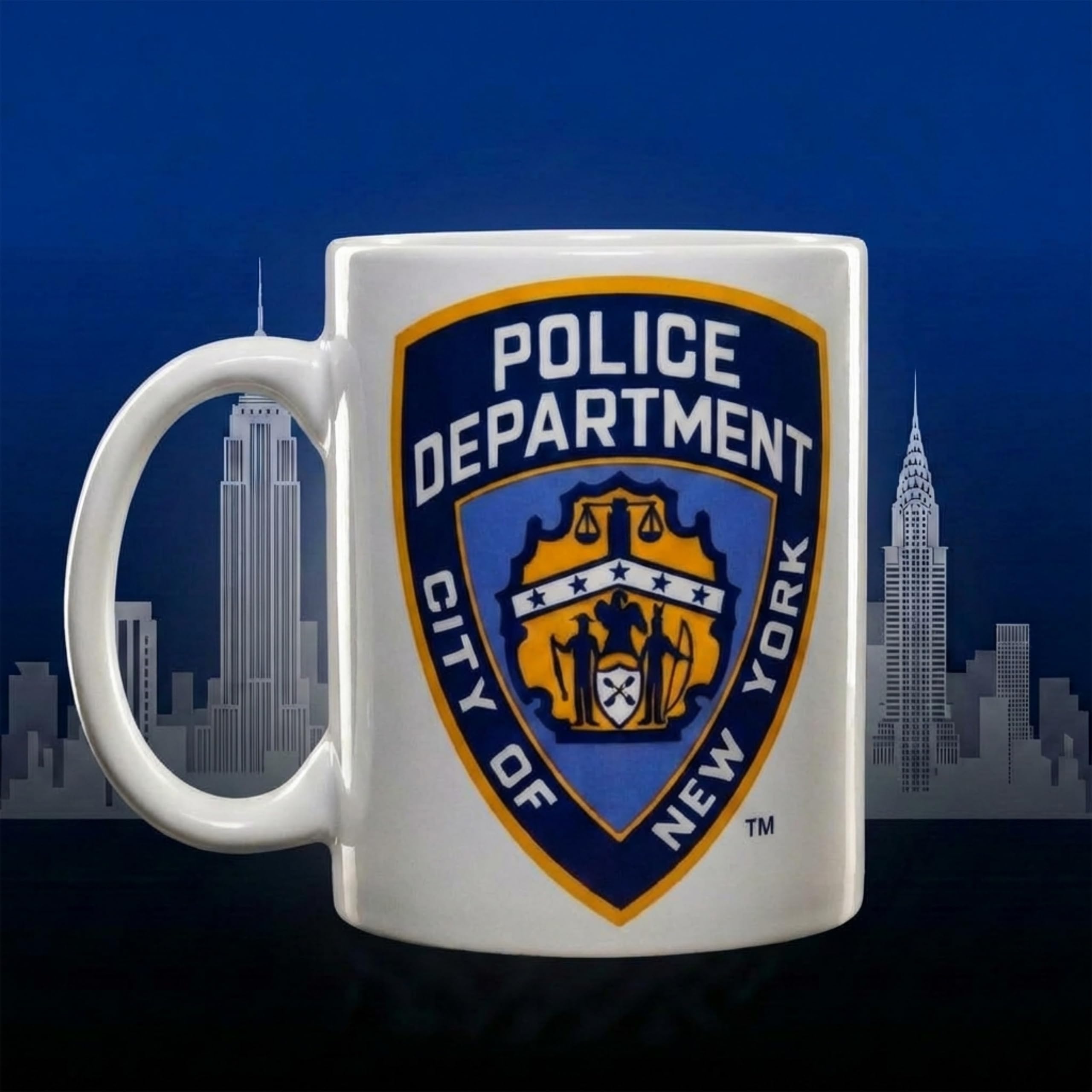 Nypd branded white ceramic coffee mug CCS