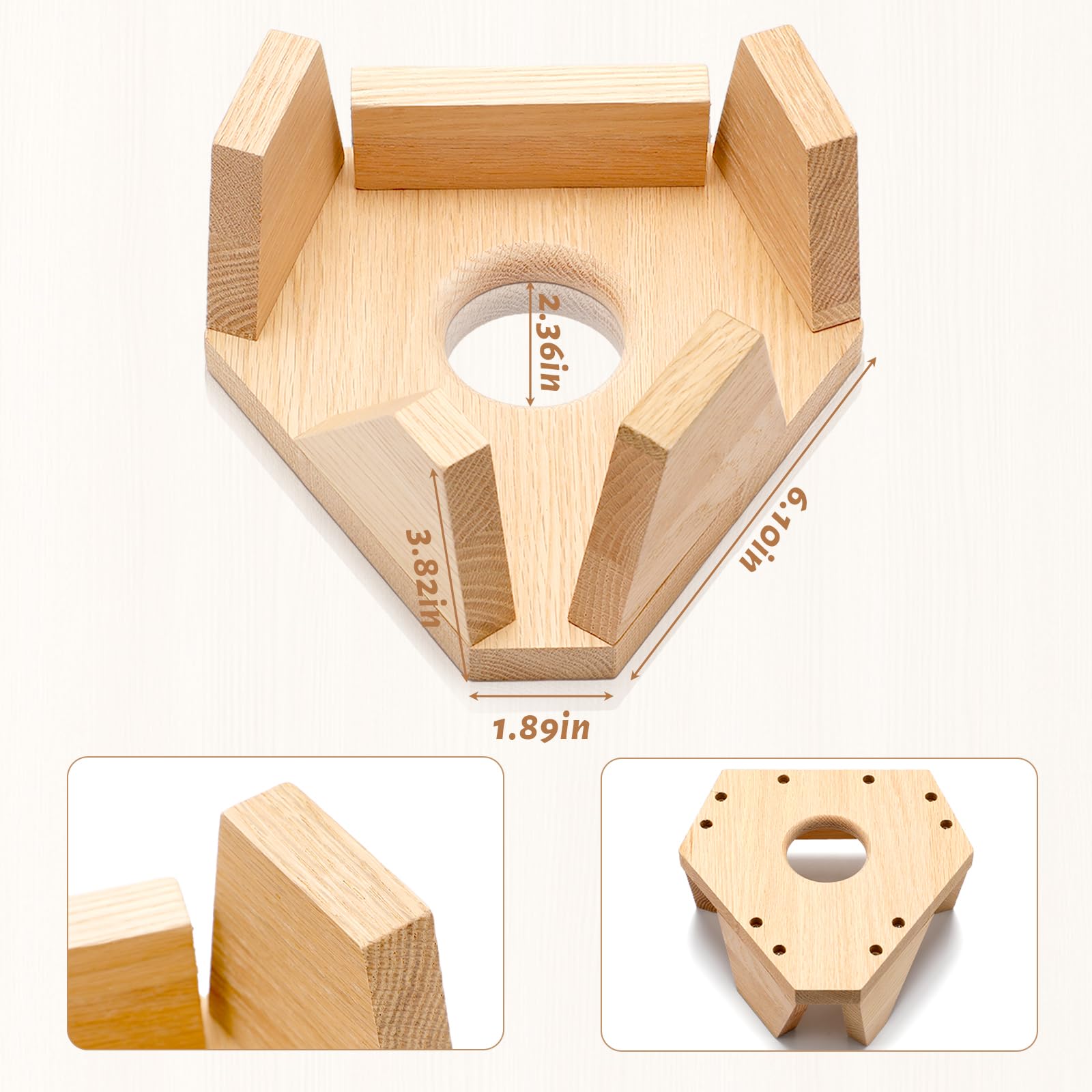 Oak material tailor ham holder 16.5 x 9 cm size
