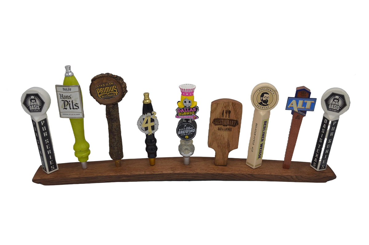 Oak whiskey barrel stave beer tap display 35 inches long