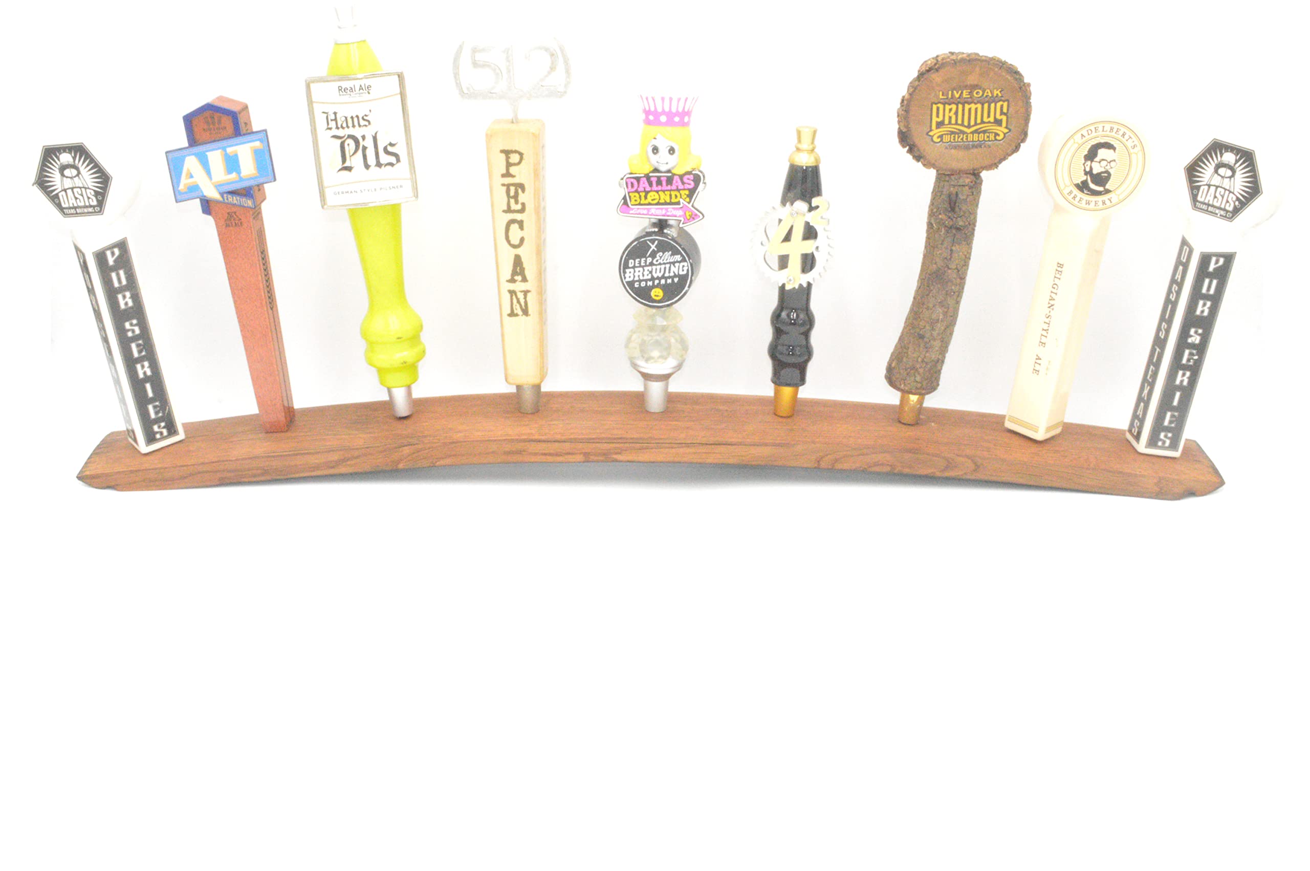 Bourbon whiskey barrel stave beer tap display