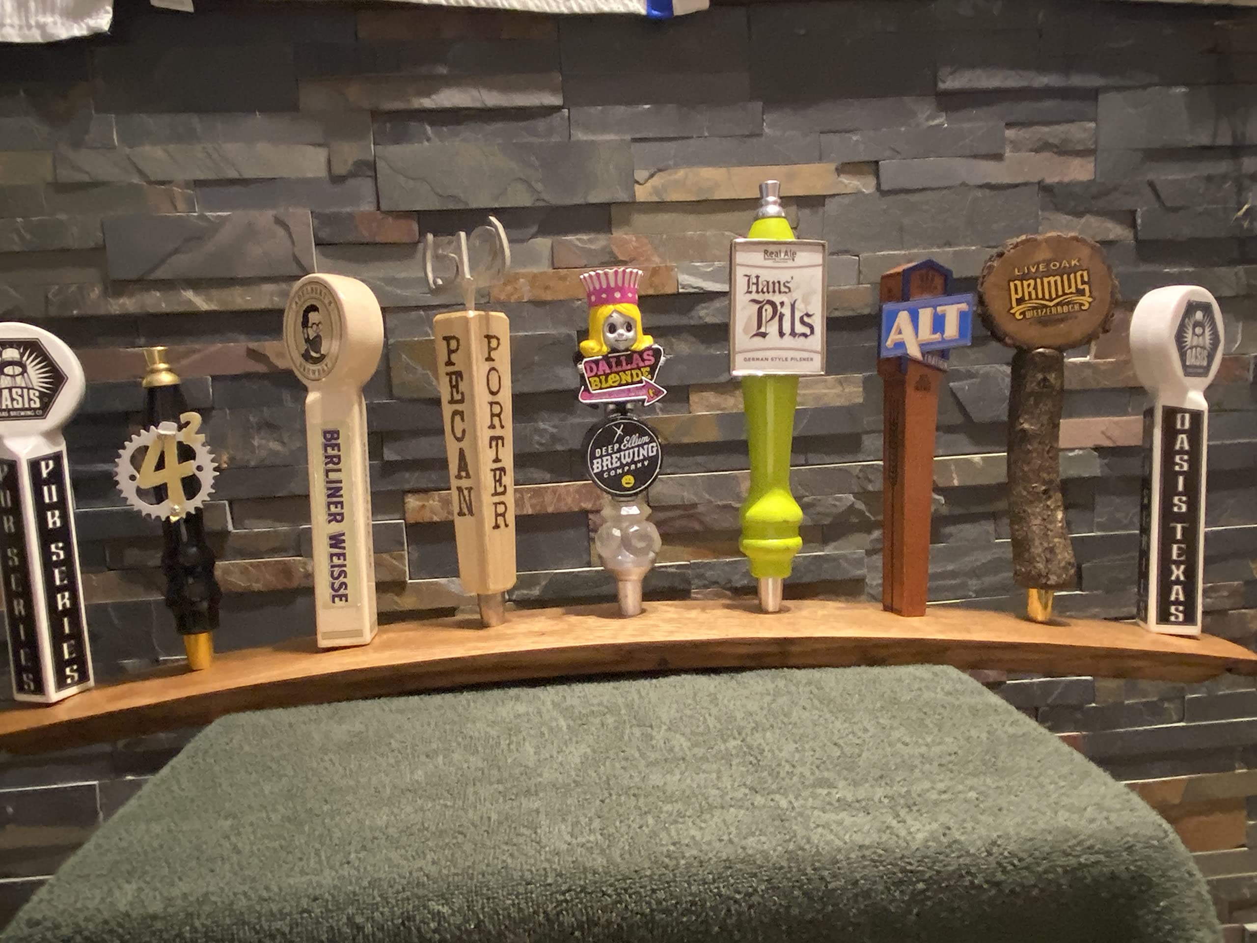 Display piece for beer taps made from oak stave