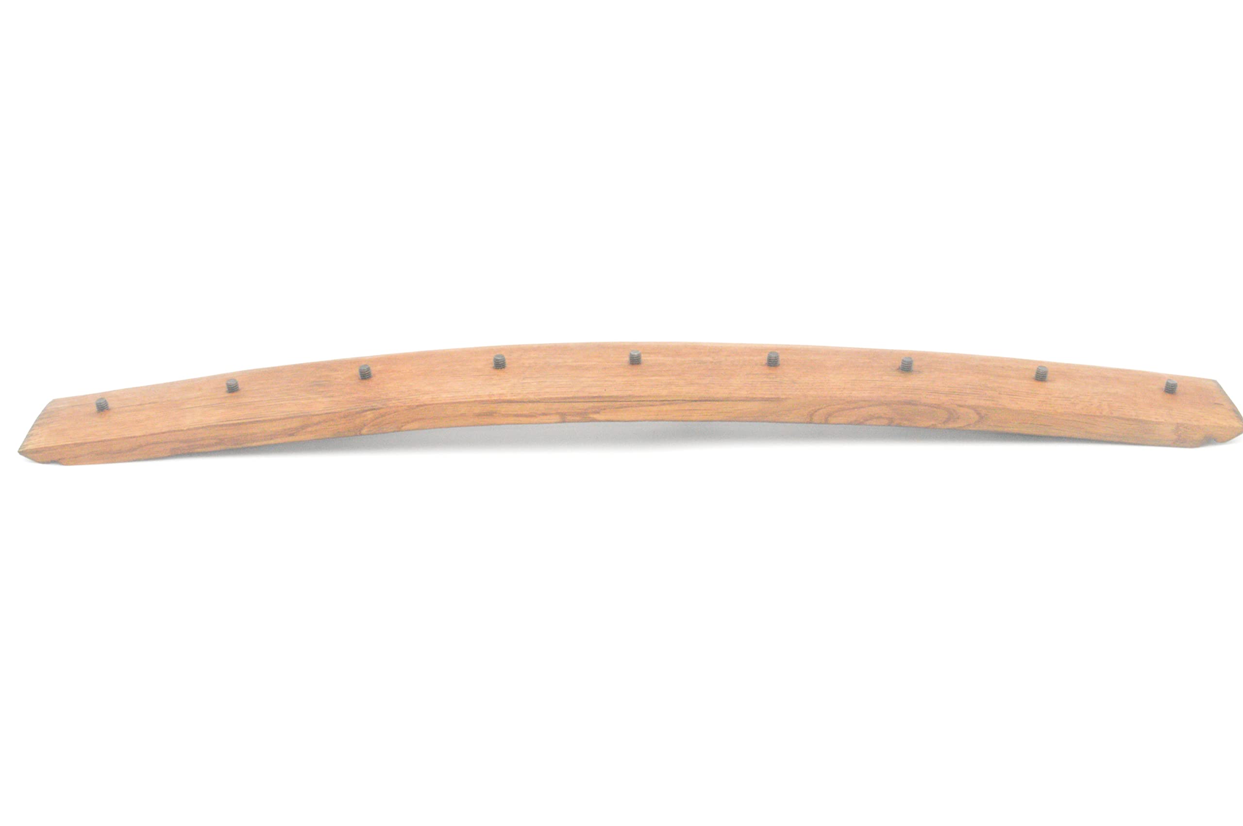 Oak stave display showing 9 beer tap handles