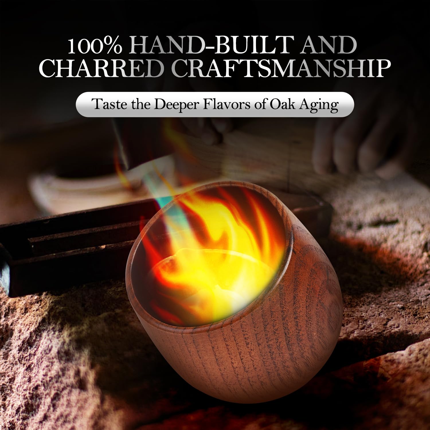 Charred oak interior flavor feature close up