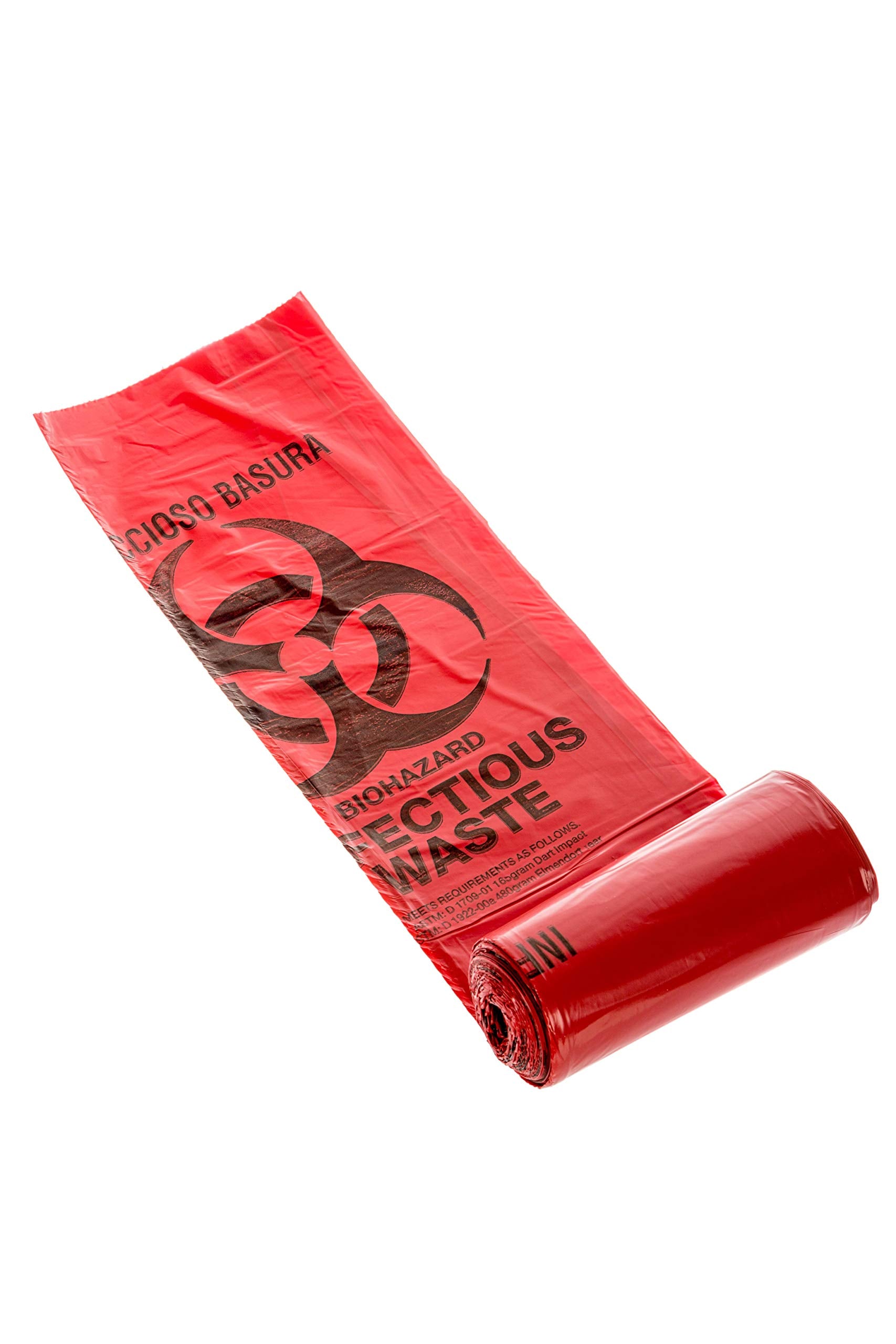 Bulk pack of 50 Oakridge biohazard bags suitable for offices and facilities