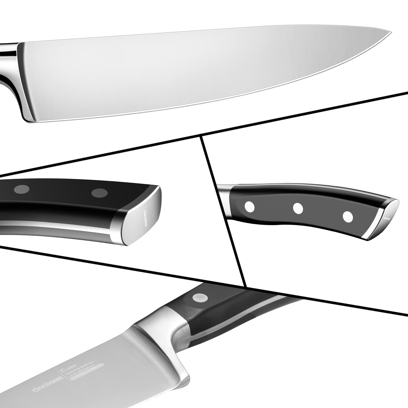 OAKSWARE 5.5 inch Utility Knife with triple rivet handle
