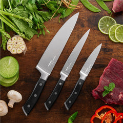 German steel blades on OAKSWARE kitchen knife set