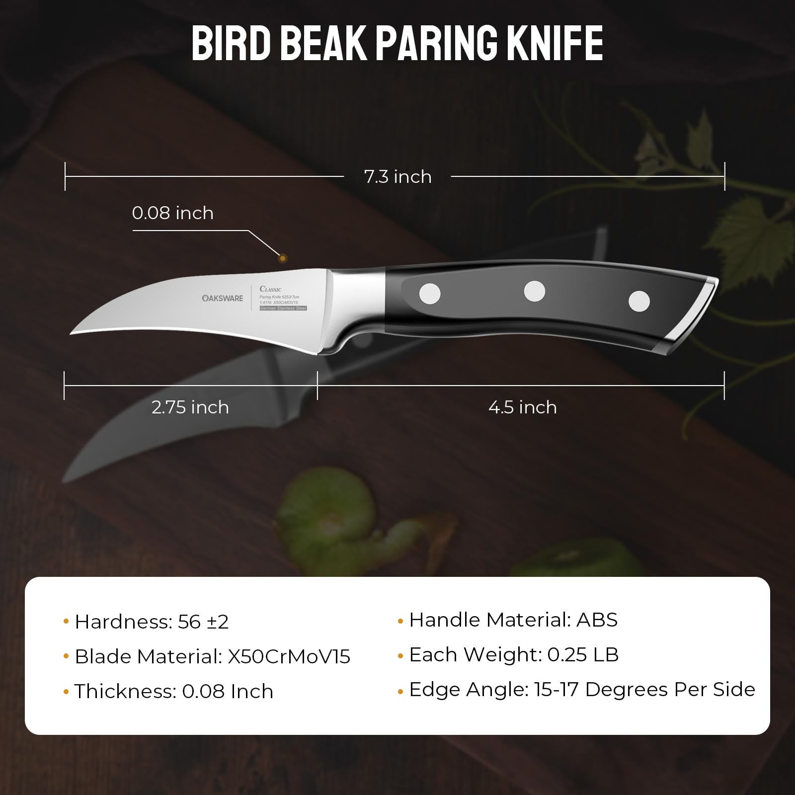 OAKSWARE Bird Beak Paring Knife compact ergonomic design