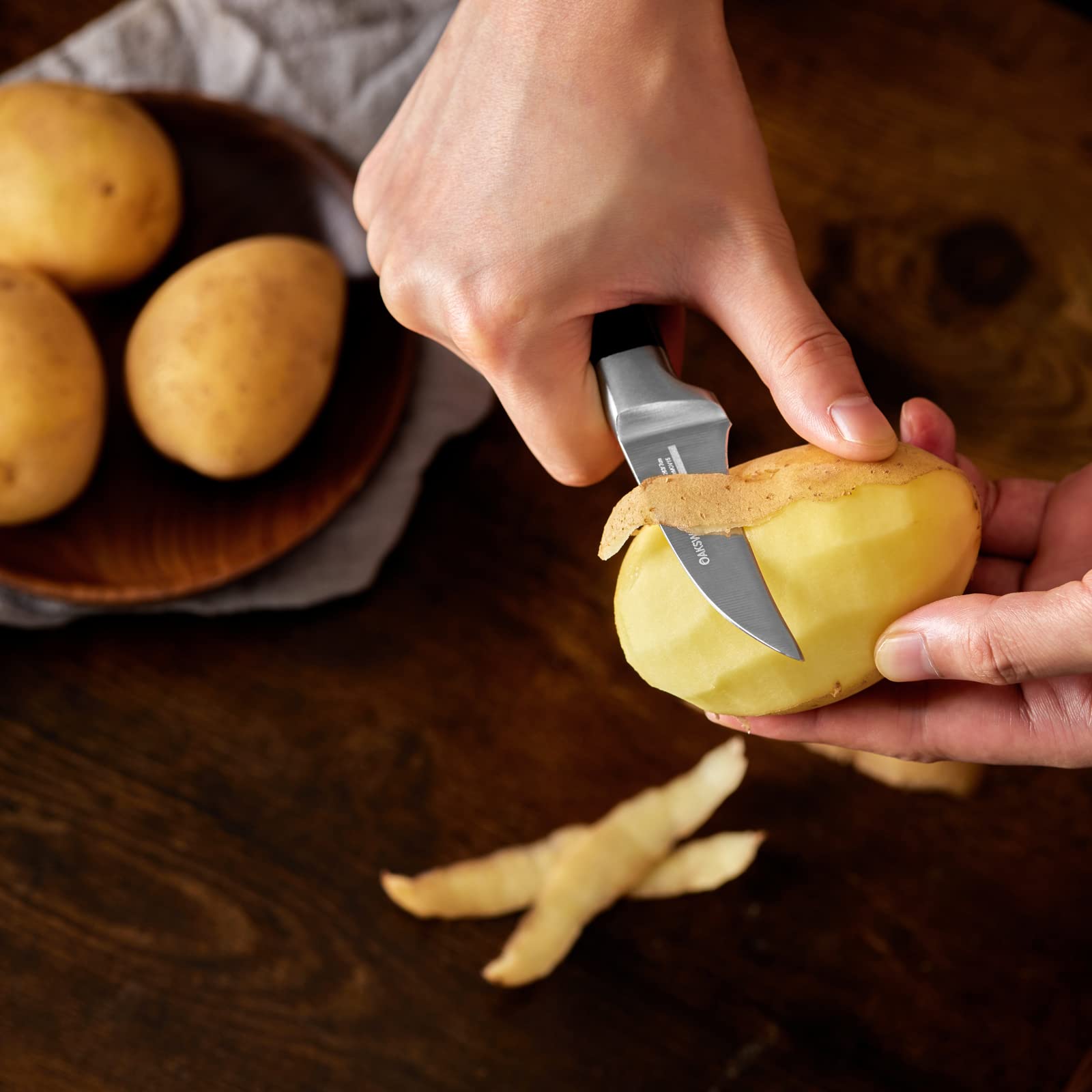 OAKSWARE Bird Beak Paring Knife curved blade for fruit prep
