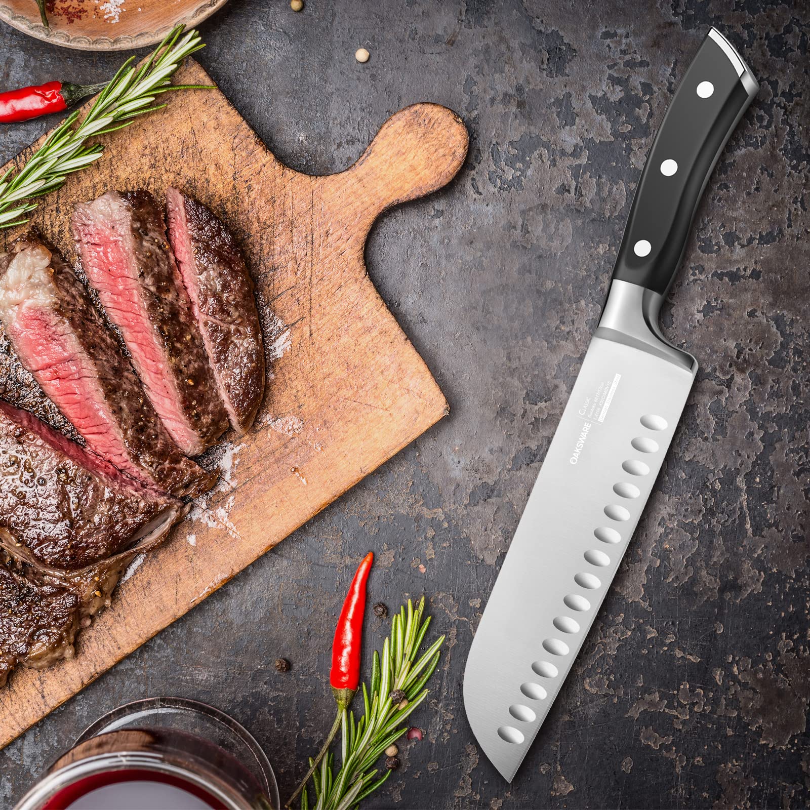 German high carbon stainless steel Santoku blade
