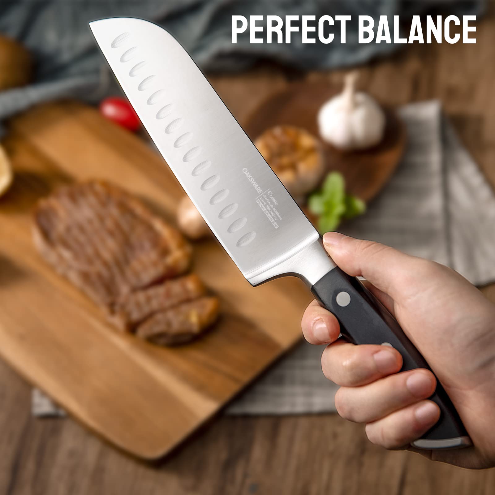 Santoku knife for meat vegetables fruits prep