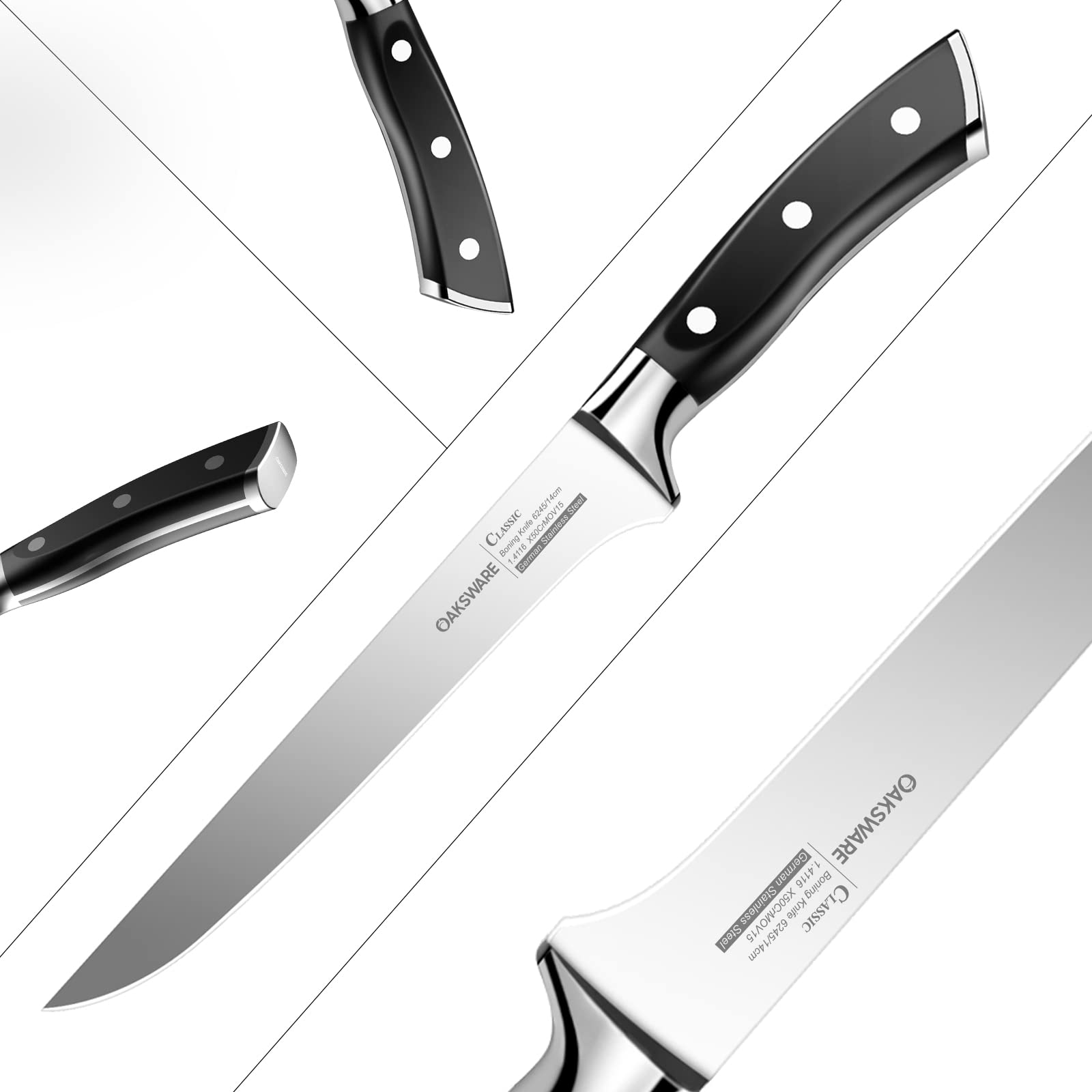 German high carbon steel blade for deboning by OAKSWARE
