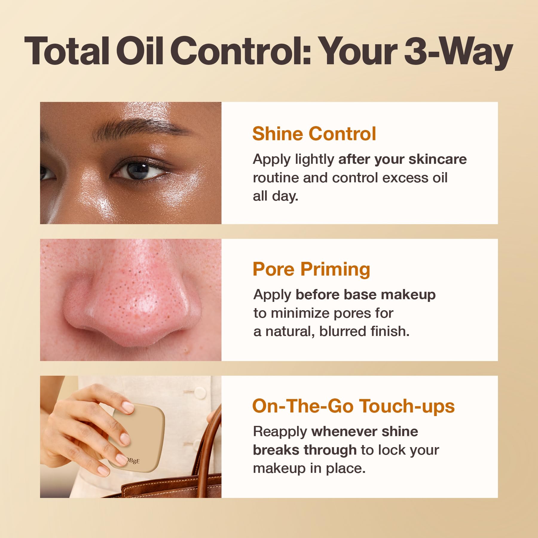 OBgE Oil Control Finisher pore blurring finish close-up