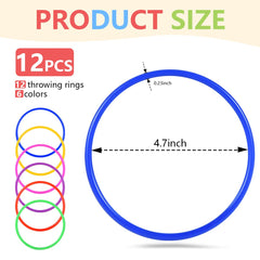 Twelve piece plastic ring toss rings in assorted colors