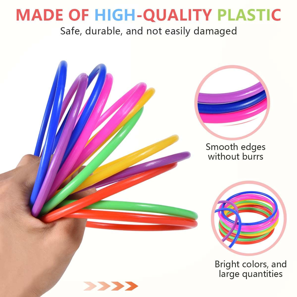 Multi color plastic rings for indoor and outdoor play