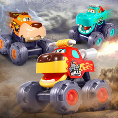 Bright colors and large wheels on OCATO monster trucks for 1-3 year olds