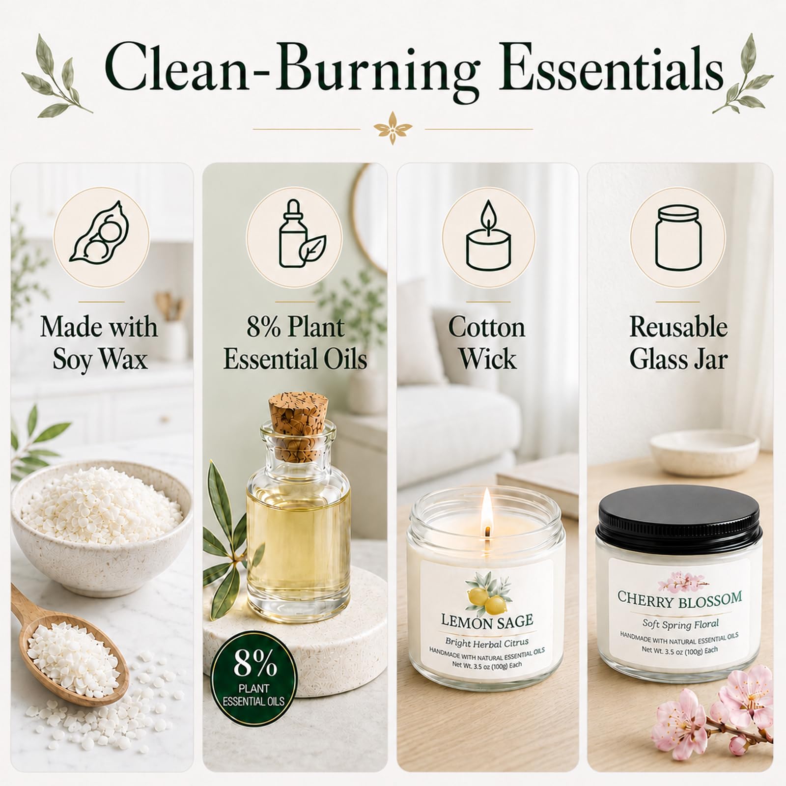 Eucalyptus Mint candle in frosted glass jar