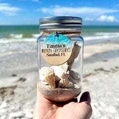 Ocean sand shells collection container with lid
