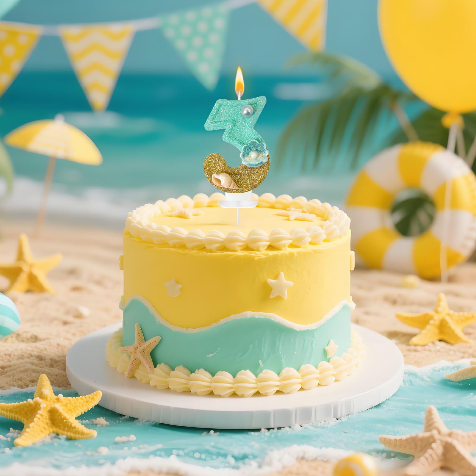 Mermaid ocean themed birthday candle set with 0-9 numbers