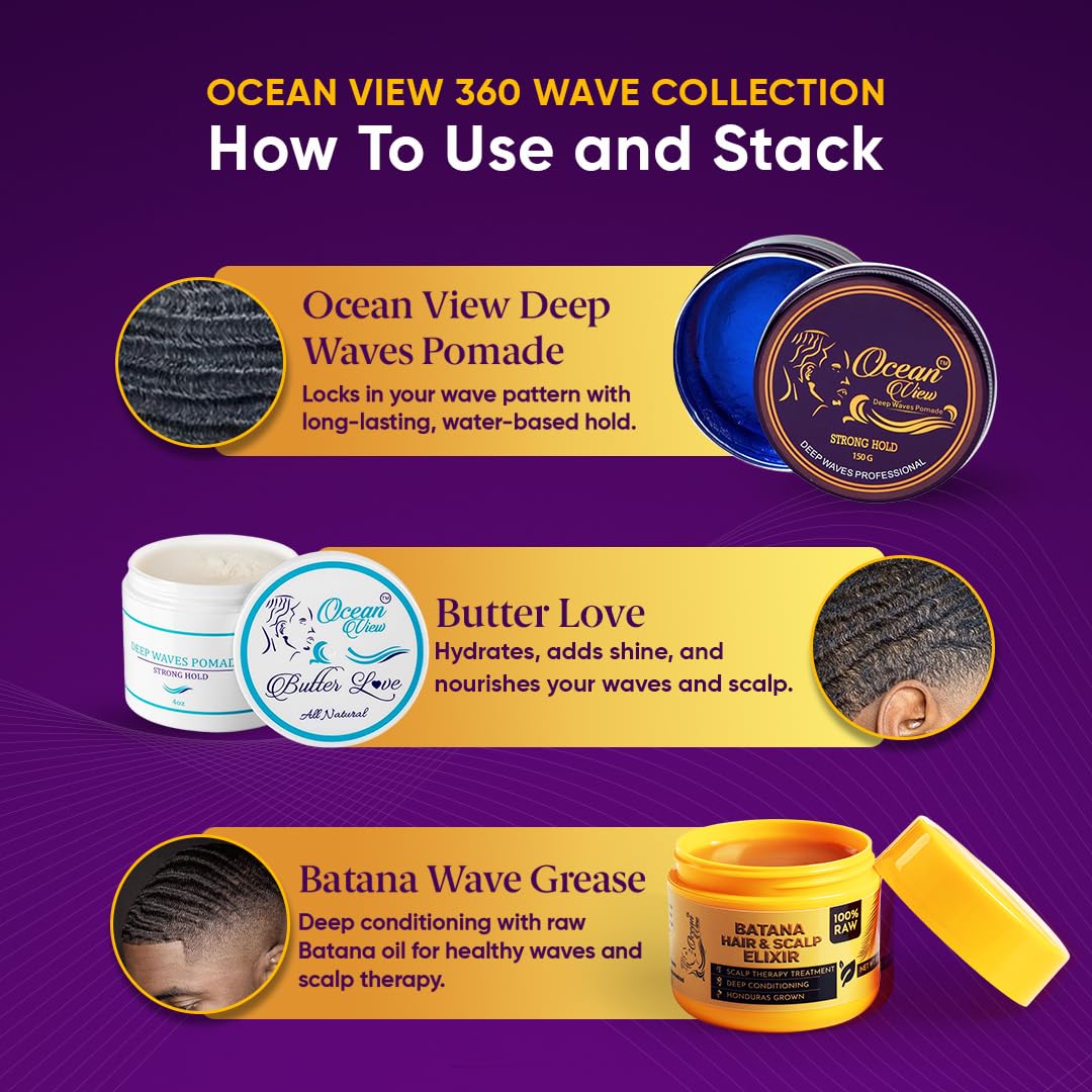 Waves training and hold pattern with Ocean View pomade