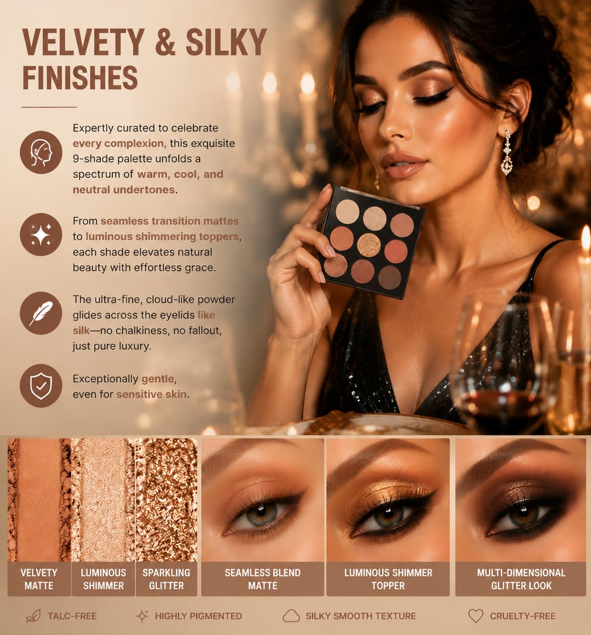 Océane Shadow Palette metallic finish swatches image 2